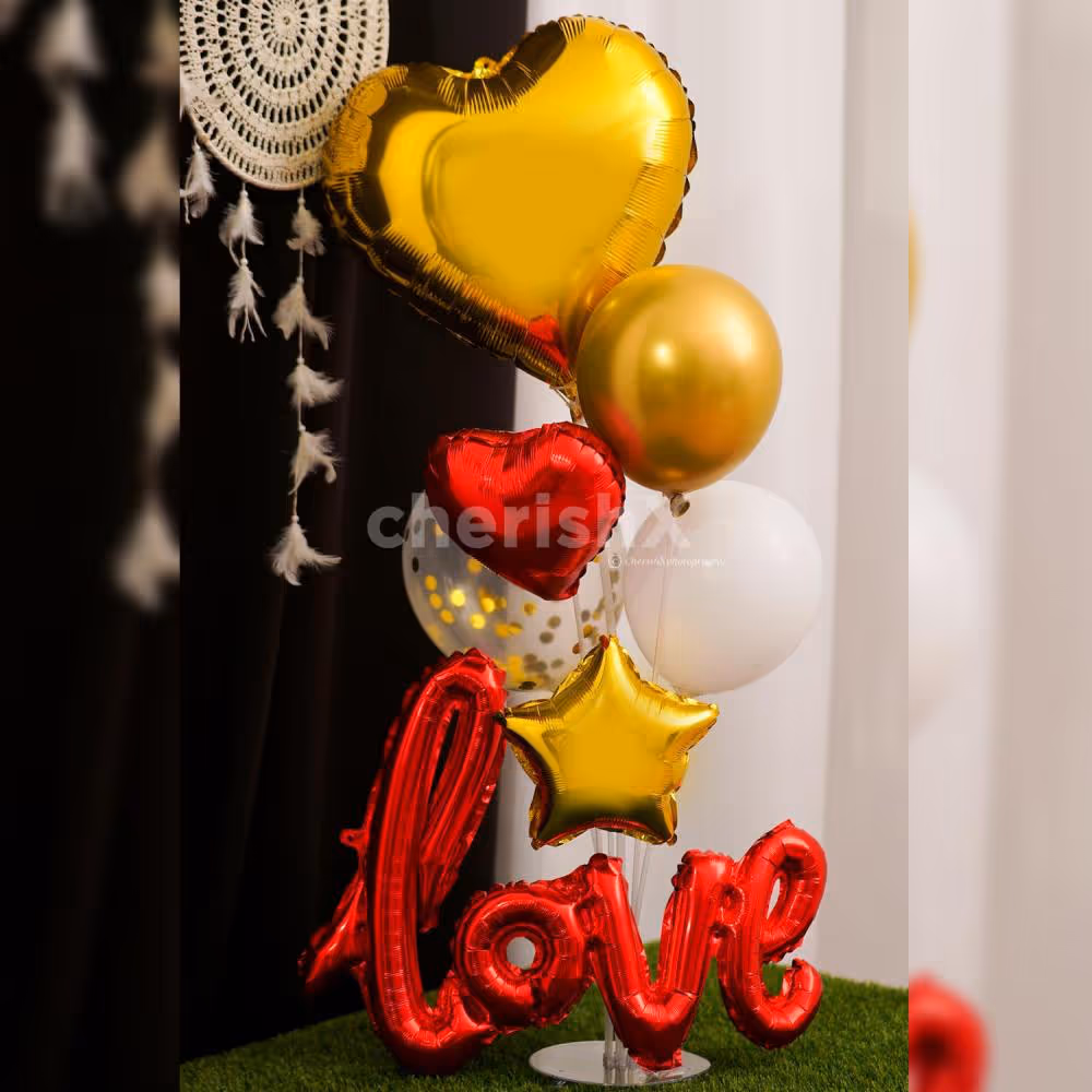 Showcase your love with the most exclusive gift idea of a red and golden love bouquet