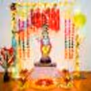 Stylish lantern-themed Janmashtami puja decoration with festive elegance