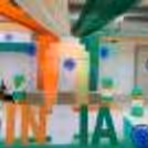 Patriotic Independence Day decoration with tricolour balloons and festive accents