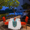 Exquisite pool dining with custom décor