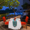 Exquisite pool dining with custom décor