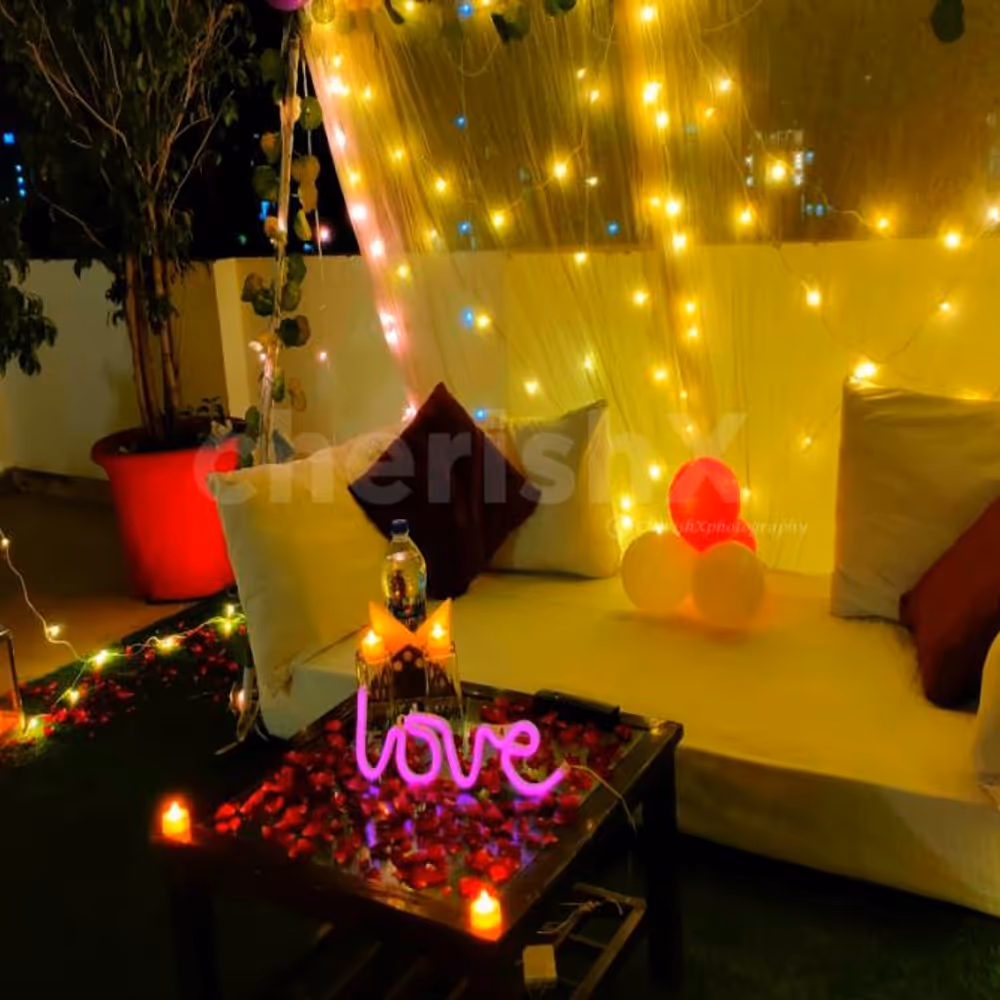 Surprise your partner on their special day with this Whimsical private dinner in gurgaon