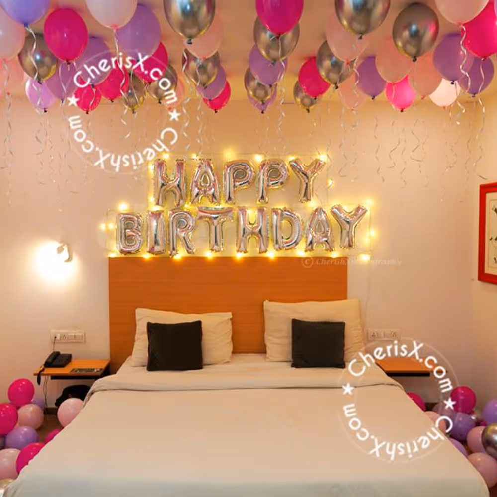 Silver and pink birthday décor will be rare and exciting both for you and your guest