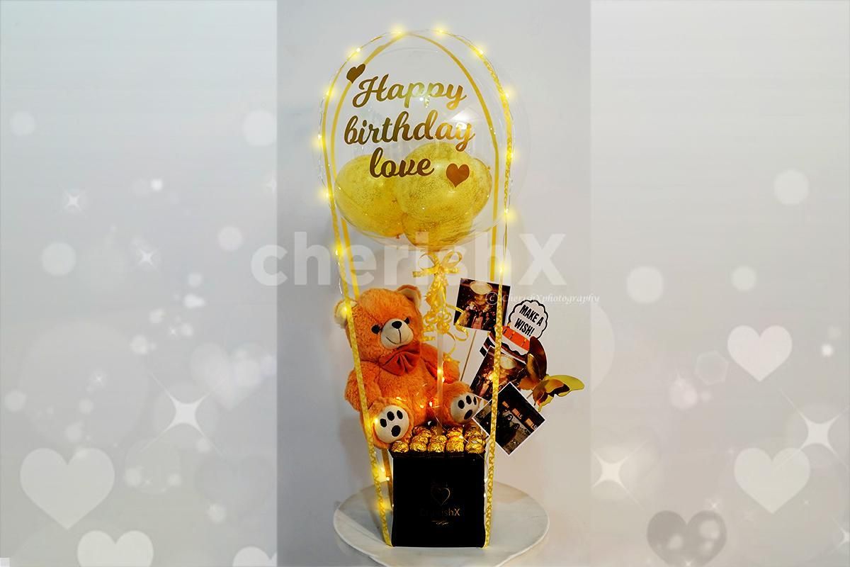 A Teddy and Bubble Bucket for Birthdays and Anniversaries.
