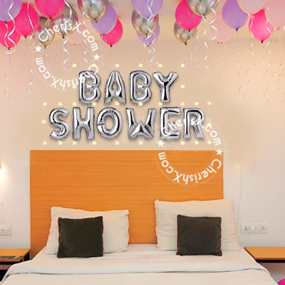 Add lights to the special decorations of silver and pink combination