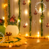 Flower garlands can complete the blank wall space