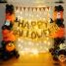 Orange and black Halloween decoration with a spooky party theme