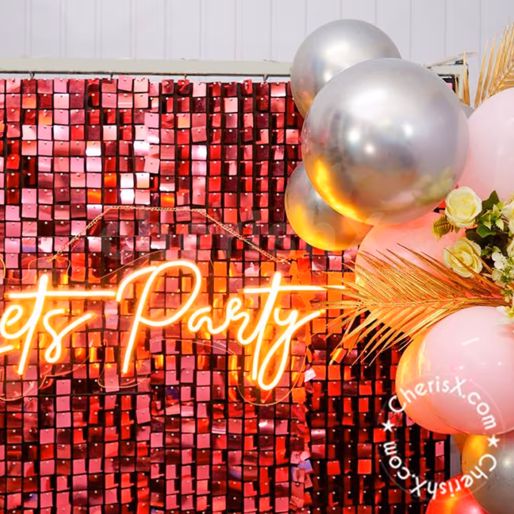 The let's party neon light shines the brightest at night!