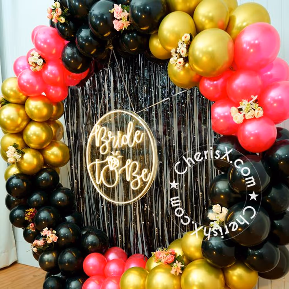 Our black foil frill curtains make for the perfect picture background.