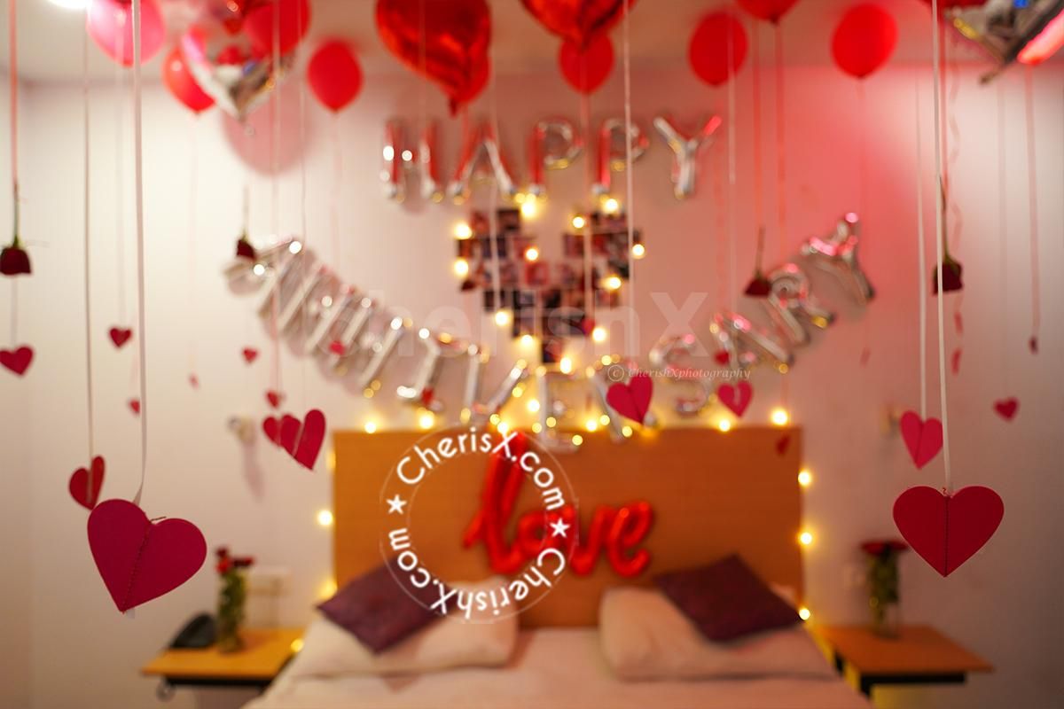 The red heart-shaped balloons are a representation of your love