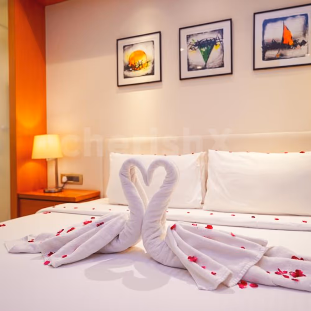 The candles and flowers will amaze your partner