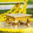 The decorated Jhula is the centre of attention in this décor theme