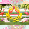 The decorated Jhula is the center of attention in this décor theme