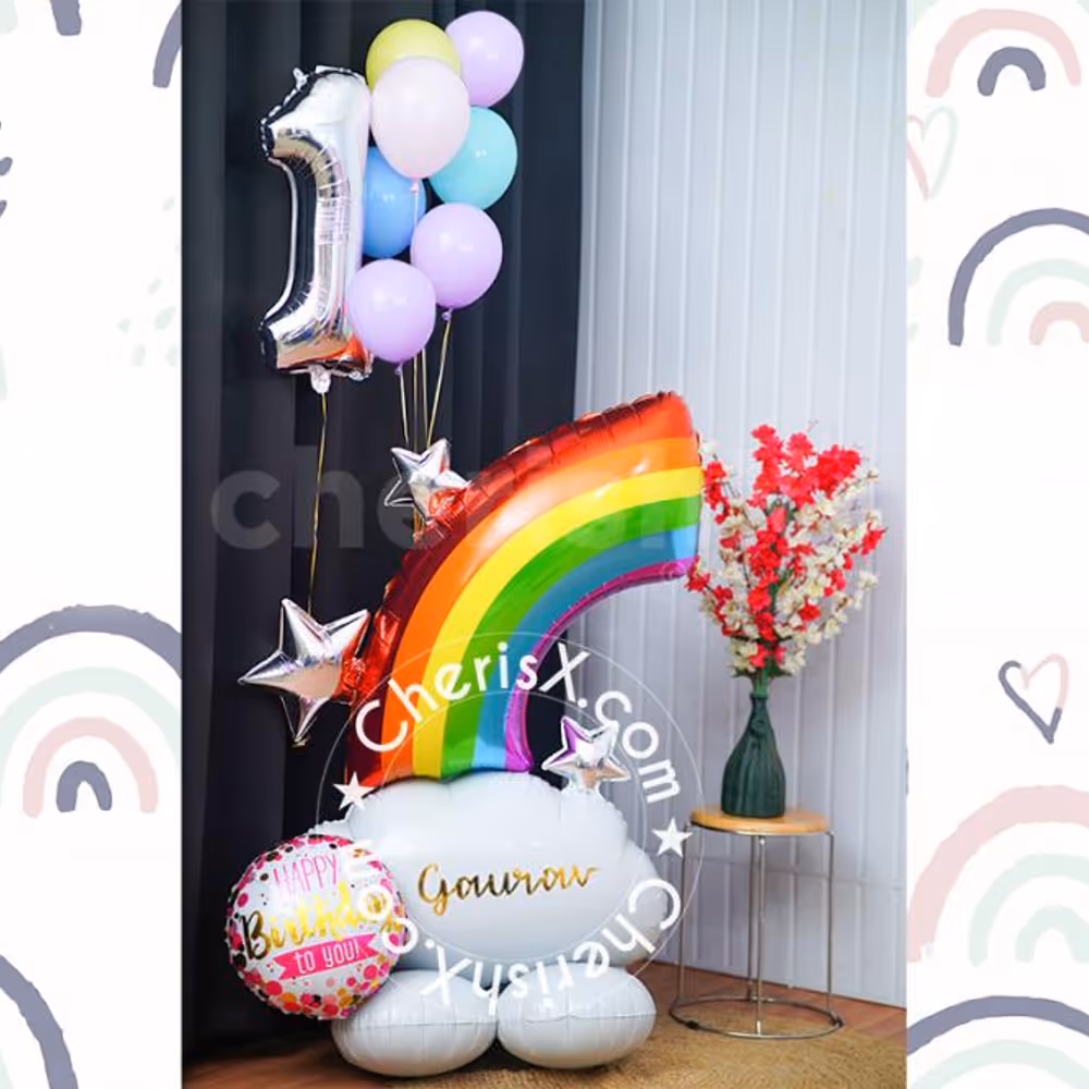Bring rainbow home with this special rainbow balloon bouquet