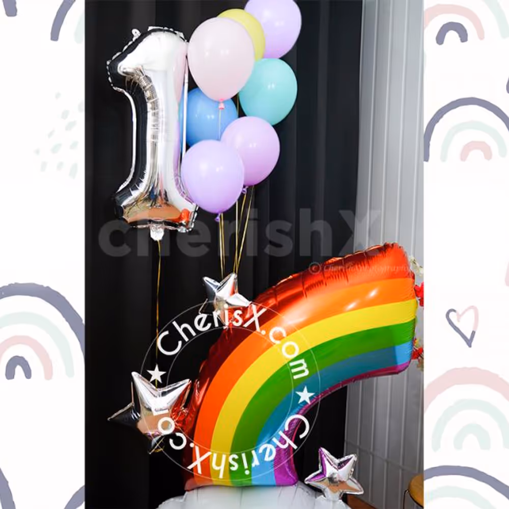 Rainbow coloured balloon bouquet will add a sparkling vibe to your next birthday party