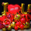 Express your love this Valentine's Day, say it with this beautiful red and golden balloon bouquet.