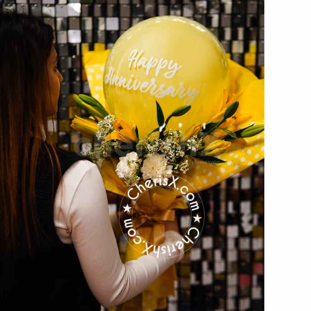 The yellow balloon bouquet is a gift that anyone will fall in love with