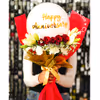 Romance this anniversary with this elegant bouquet of flowers and balloons