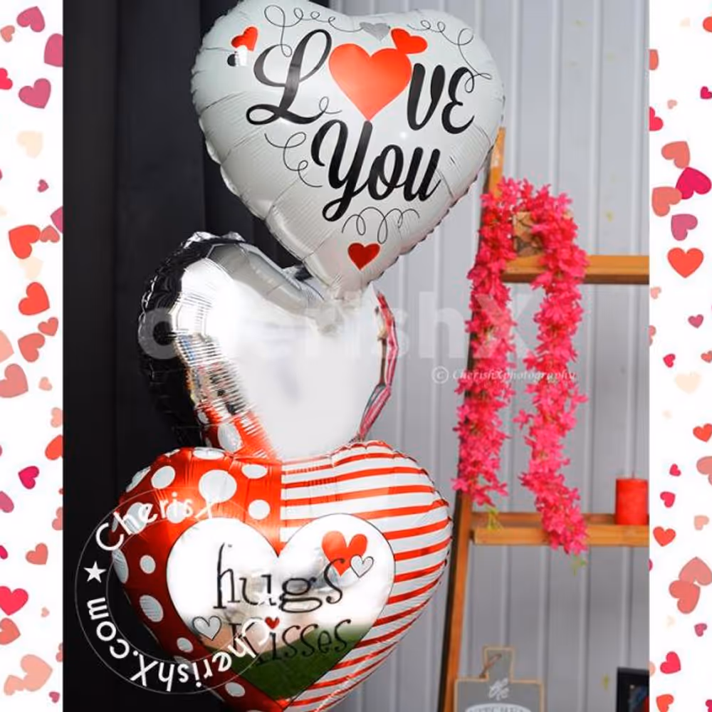 Express your passion and admiration with this unique gift of a teddy and love balloon bouquet combo