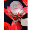 A red flower bouquet with balloons will be an exceptional gift this Valentine’s