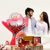 A red flower bouquet with balloons will be an exceptional gift this Valentine’s