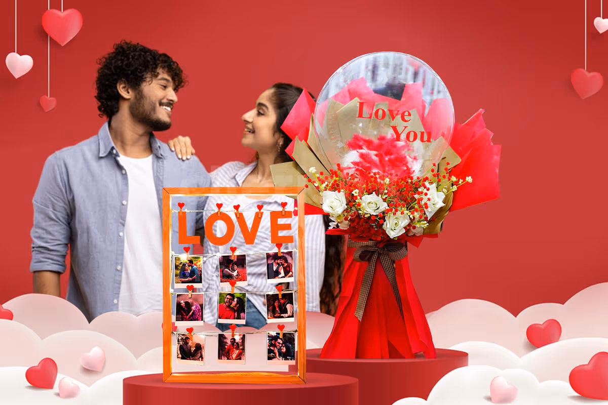 Love Flower bouquet with Love Memory String