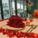 The candlelight and decorations create a tranquil setting perfect for romance