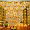 Yellow And Green Garlands Haldi And Mehndi Decor