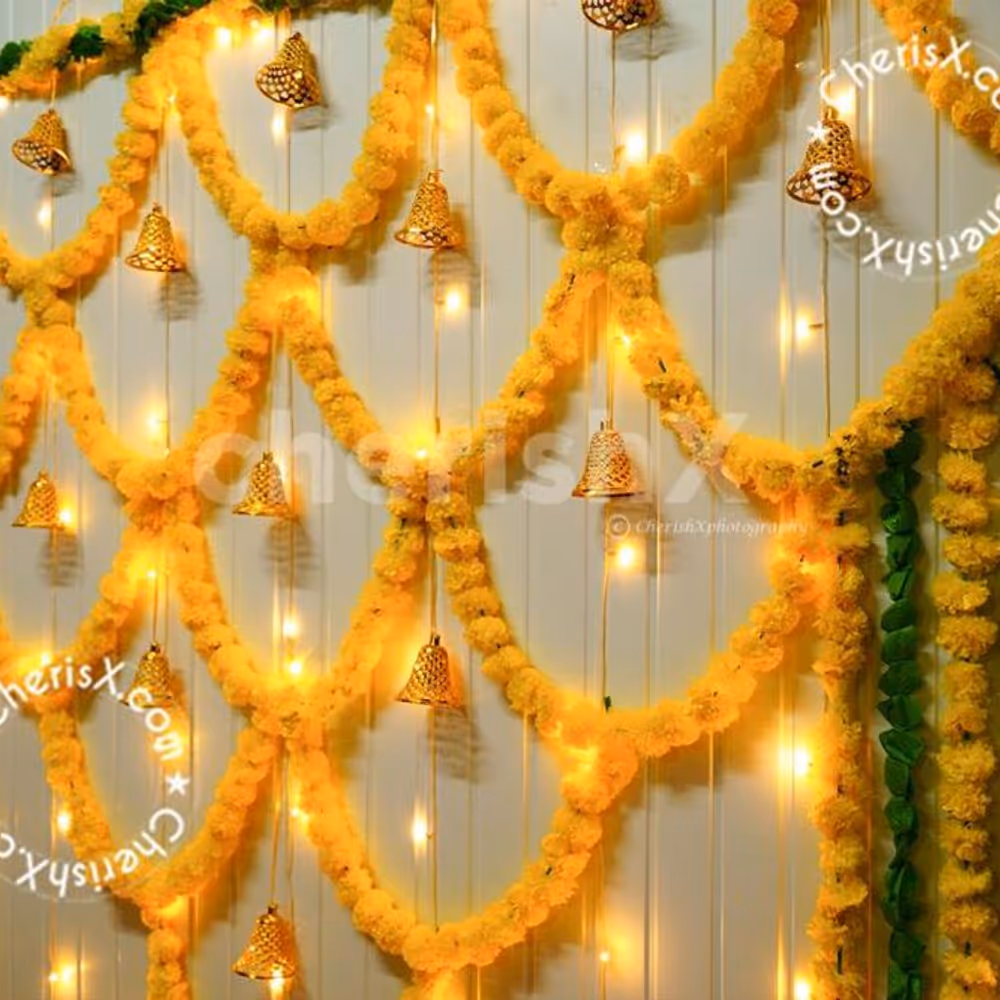 The magical floral décor sets a happy atmosphere.