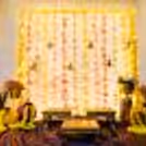 The artificial yellow garlands draped with pixel lights make it an attractive backdrop