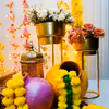 The colourful hanging backdrop infuses your celebration with colour and happy vibes
