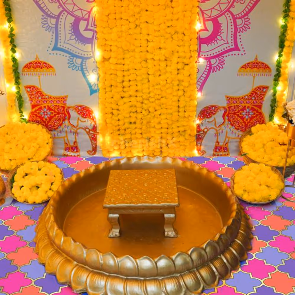 The brass lamps represent grandeur and style