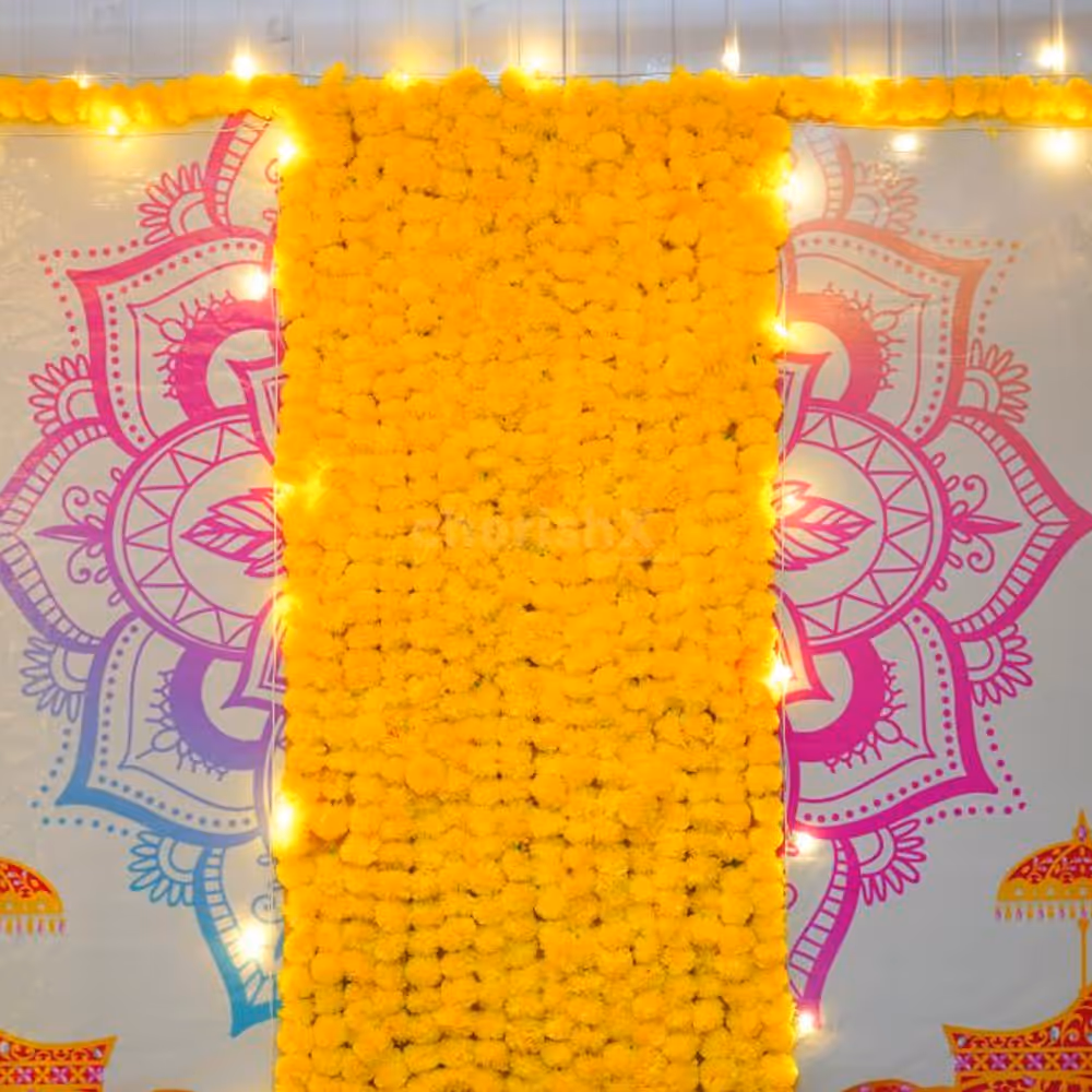The elephant décor theme idea adds an element of joy to the Haldi ceremony