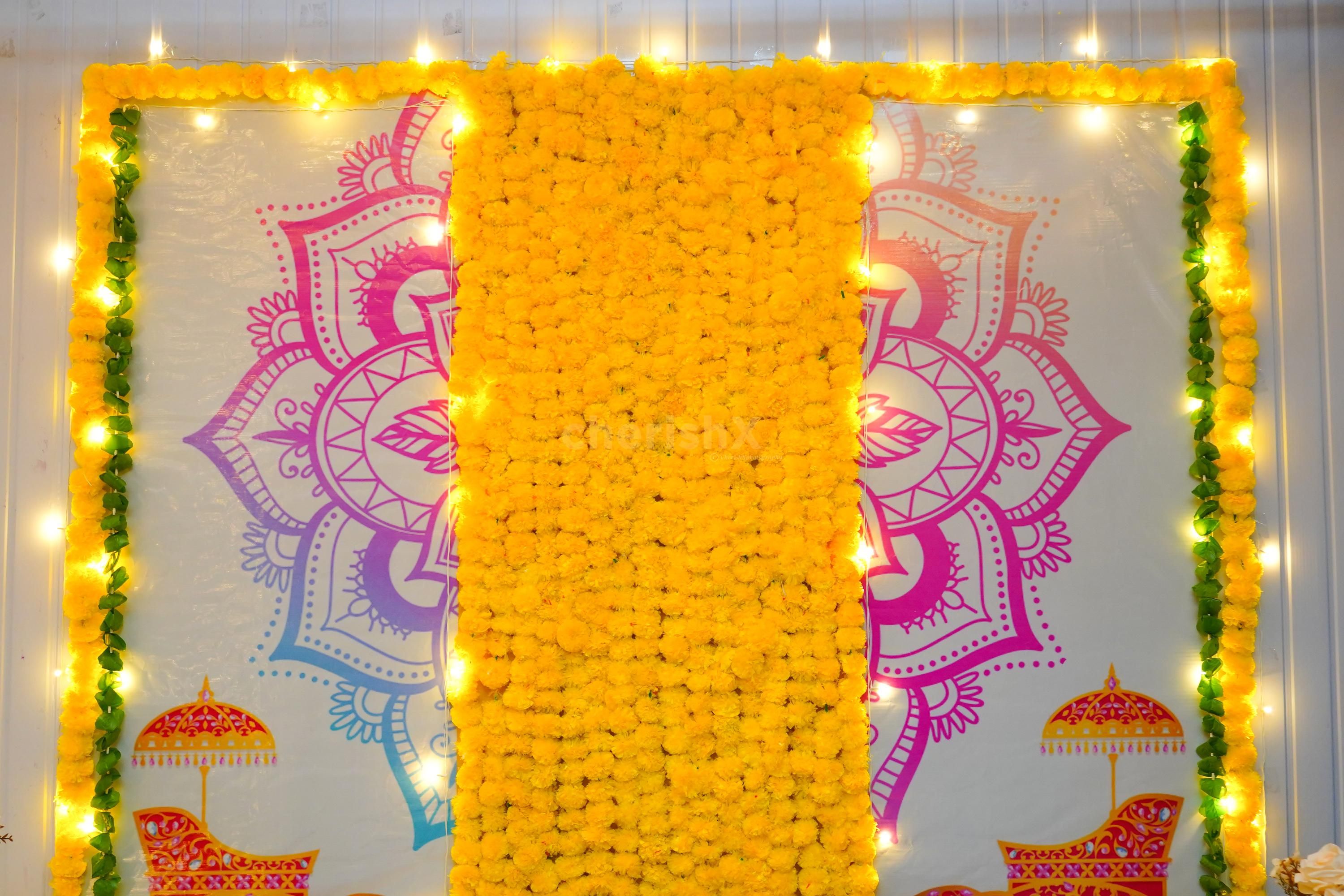 The elephant décor theme idea adds an element of joy to the Haldi ceremony