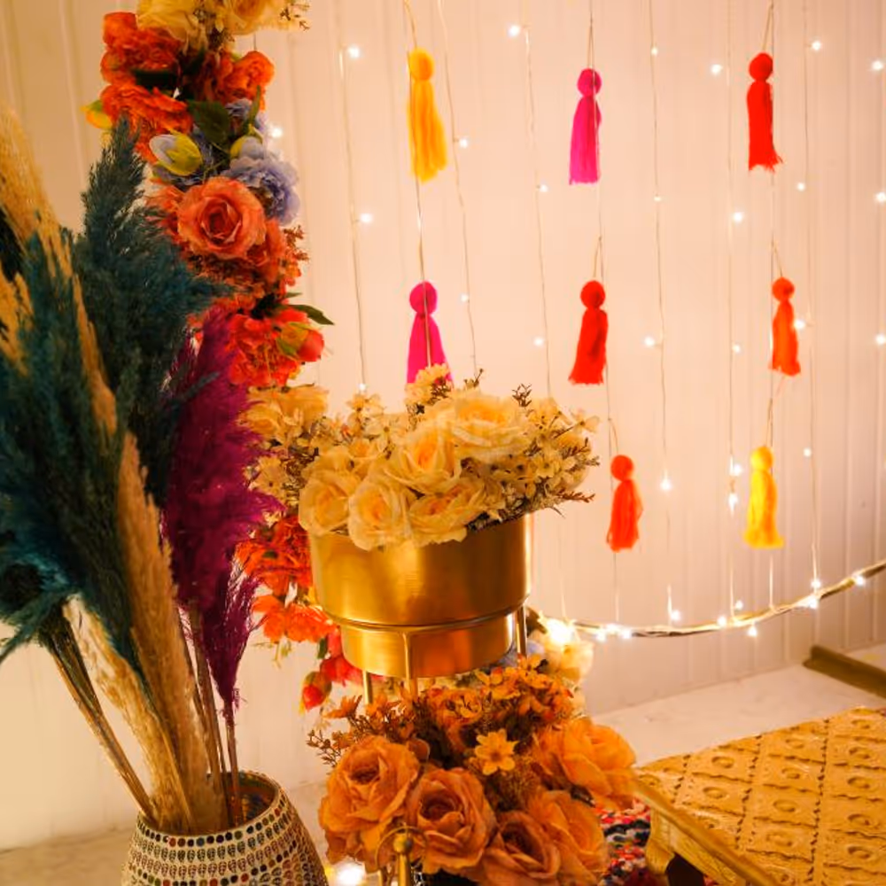 Add beauty to the plain walls of the venue with our Vibrant Mehndi decoration