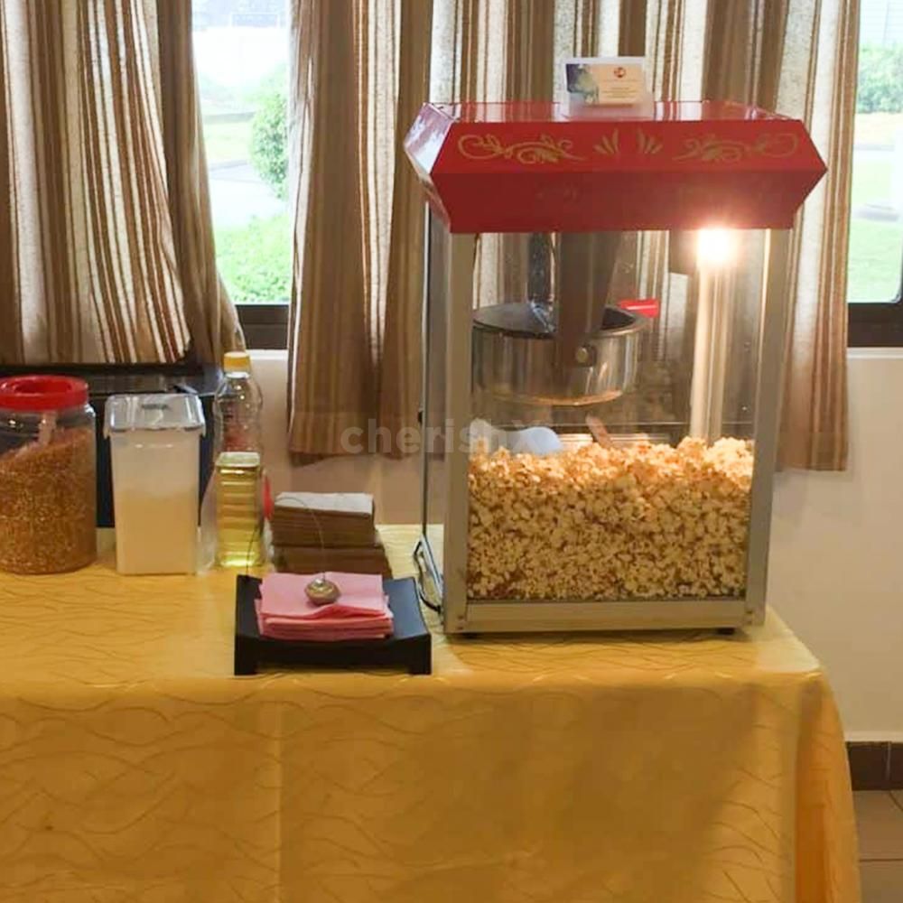 Adding a popcorn counter will make it super fun for kids and parents alike at the party