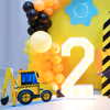 The colourful balloons perfectly represent the construction site