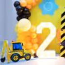 The colourful balloons perfectly represent the construction site