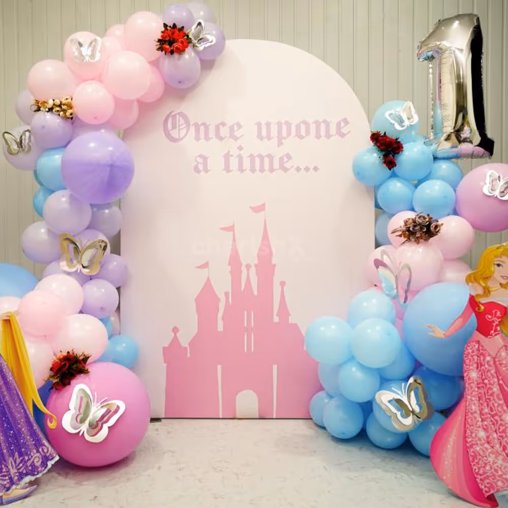 The pastel balloon decoration uplifts the mood of the venue.