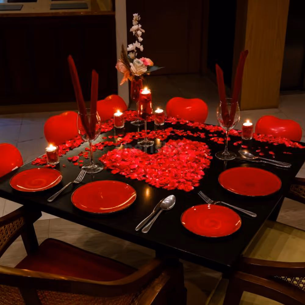 The dim light created by the candles sets the mood for a romantic and intimate evening