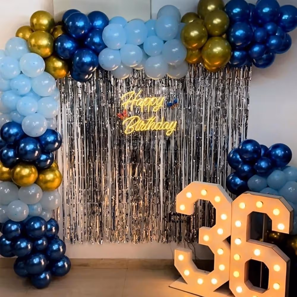 Dazzle your loved ones and guests with our Blue and Silver Theme Birthday Decor
