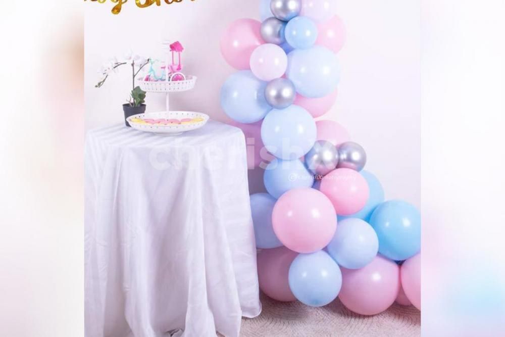 Book a soothing decor for a baby shower celebration.