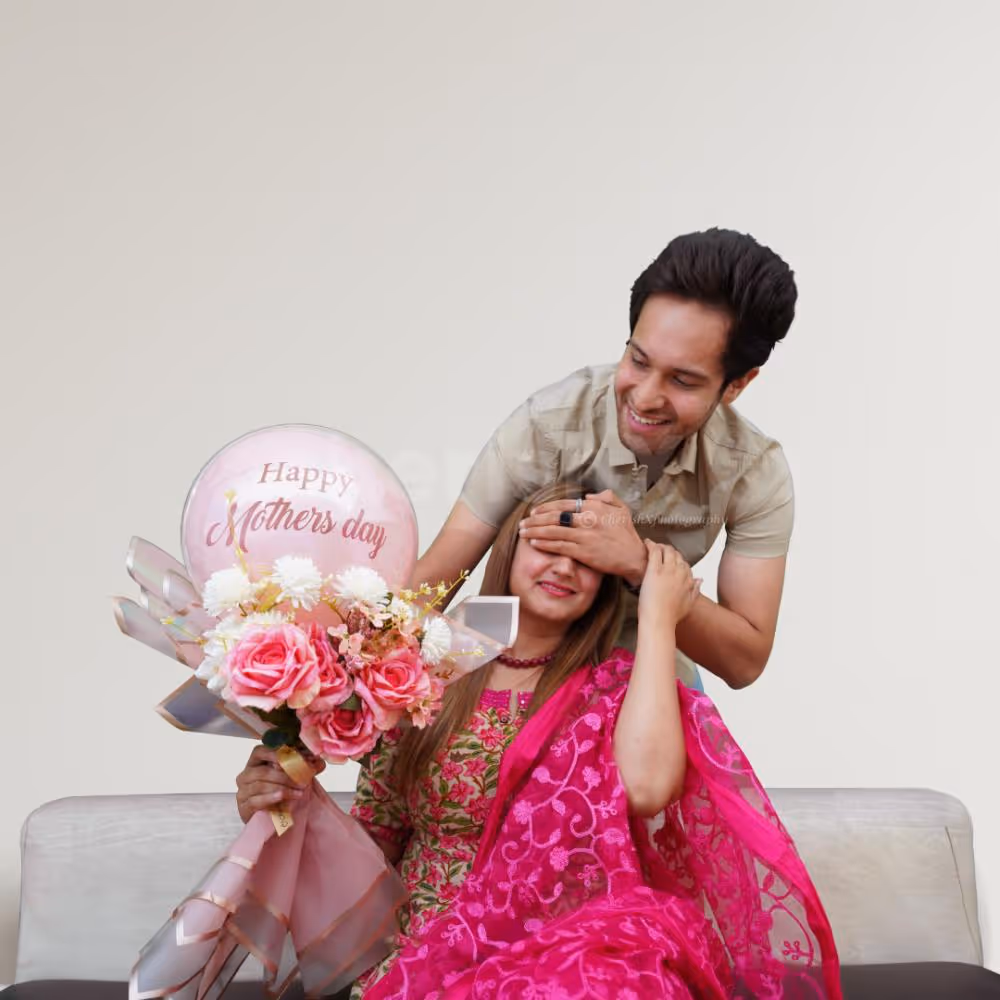 The pink and white flower bunches make it a lovely combination for your Mother’s Day gift