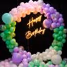 The hanging neon light offers a lit look.