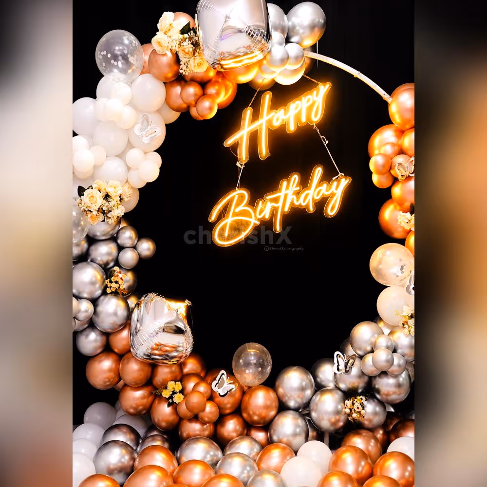 An ultimate birthday surprise with customizable addons, including heart-shaped cakes and LED lights.