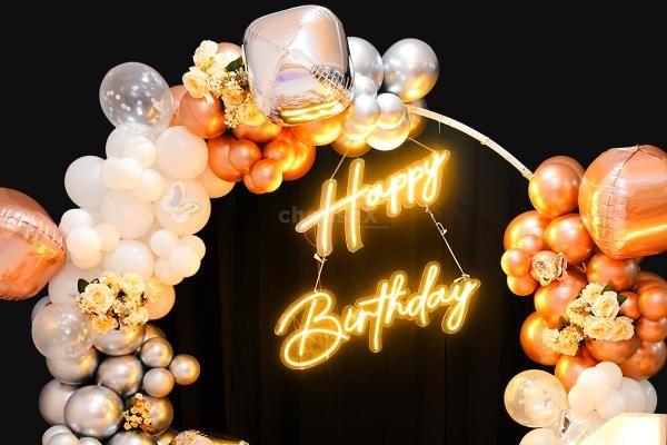 It will transform any space into a magical wonderland with our flowing balloons and happy birthday neon light