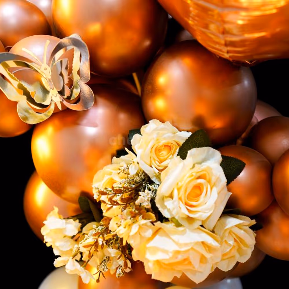 This balloon backdrop decoration will set the perfect vibe for a birthday occasion.