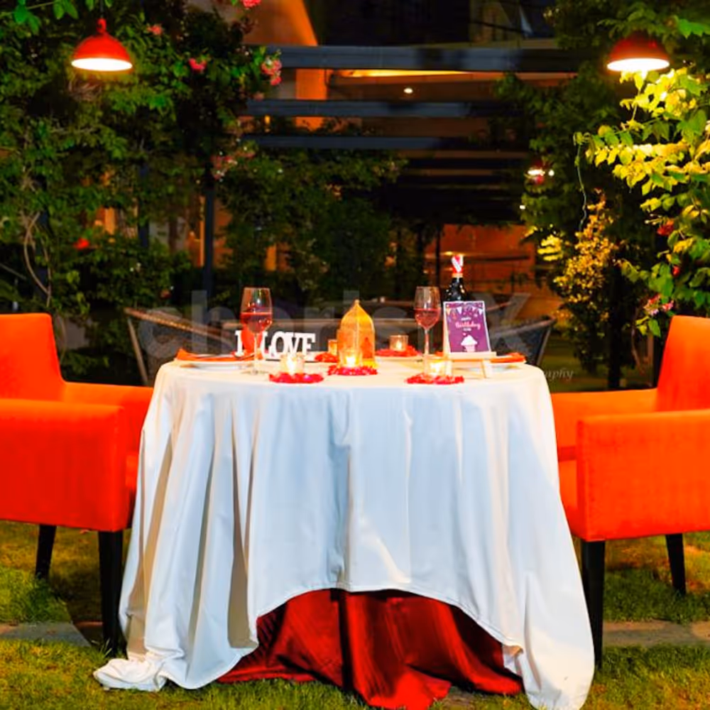 Outdoor Candlelight Dinner Setup at The Hyatt Place, Udyog Vihar, Gurgaon