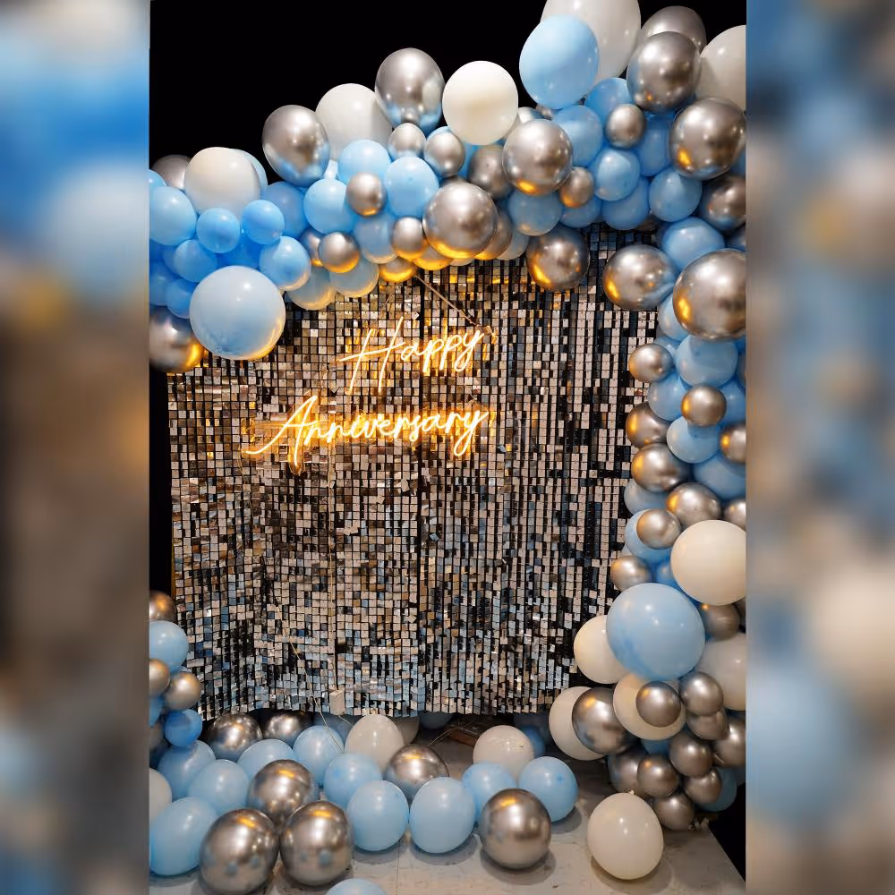 It comes with shimmery flowing sequins with a neon light which fits well together.