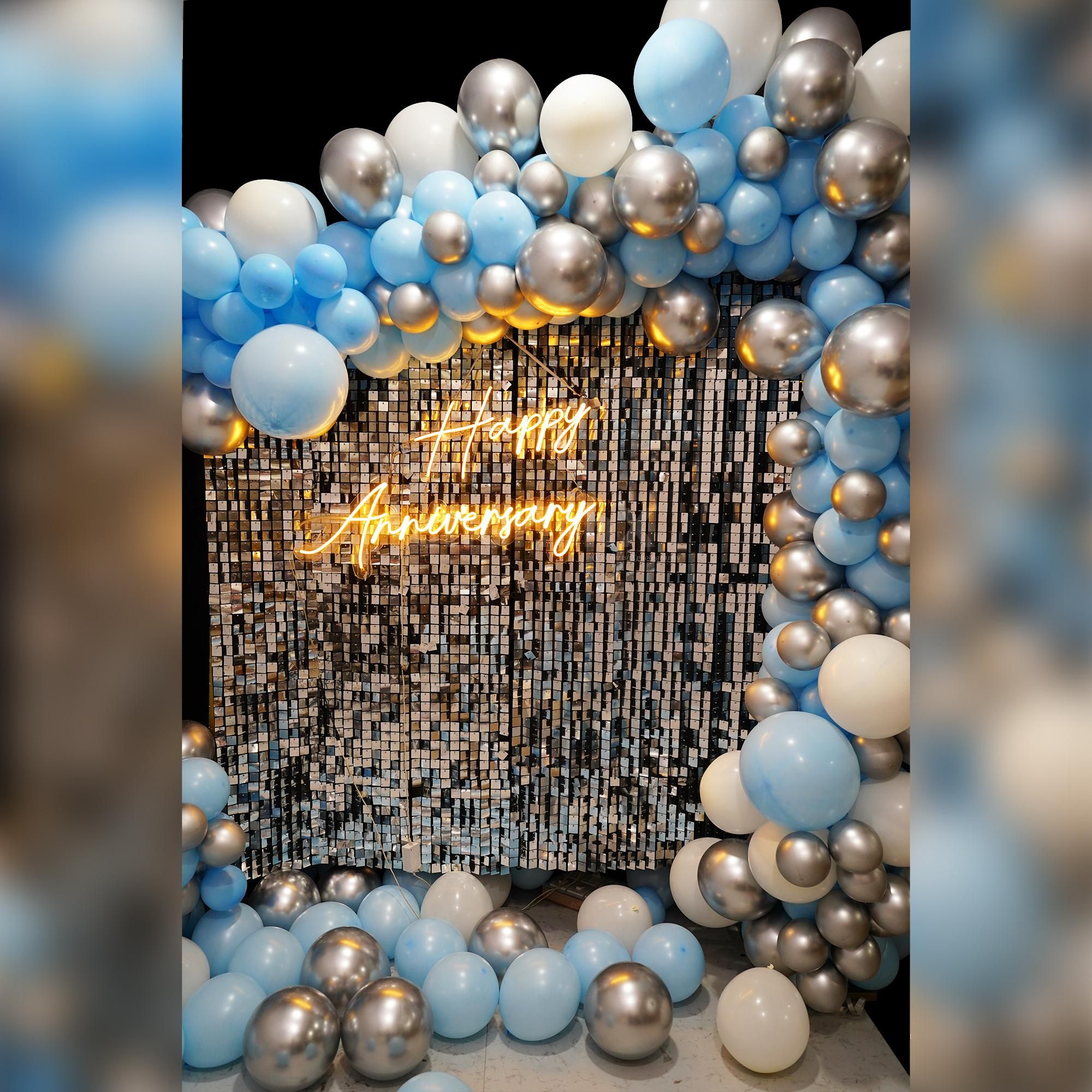 It comes with shimmery flowing sequins with a neon light which fits well together.